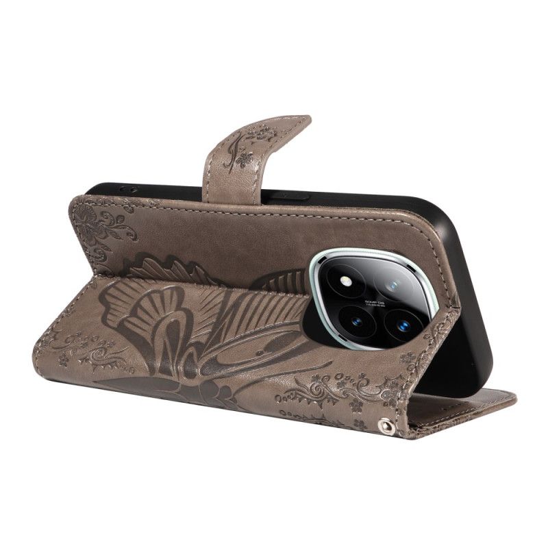 Leren Hoesje Voor Xiaomi Redmi Note 14 Pro 5g Grafische Vlinder