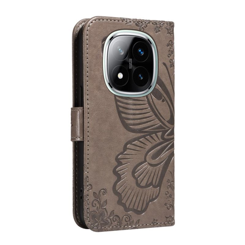 Leren Hoesje Voor Xiaomi Redmi Note 14 Pro 5g Grafische Vlinder