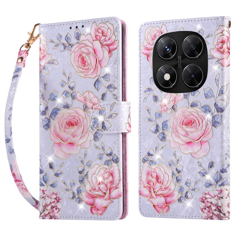 Leren Hoesje Voor Xiaomi Redmi Note 14 Pro 5g Rfid-blokkerend Bloemendesign