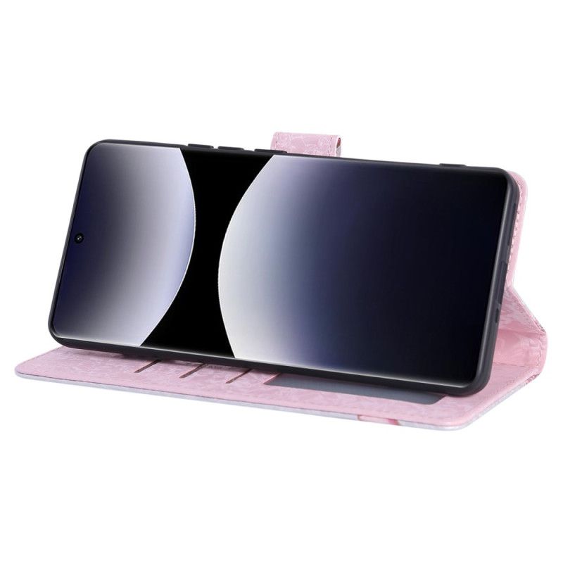 Leren Hoesje Voor Xiaomi Redmi Note 14 Pro 5g Rfid-blokkerend Bloemendesign