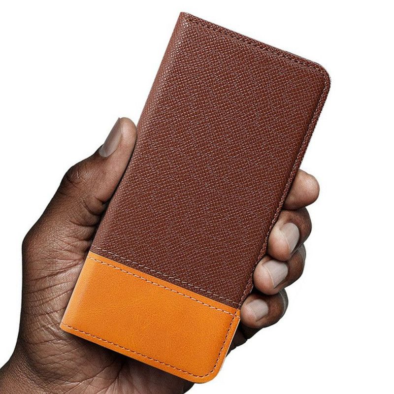 Leren Hoesje Voor Xiaomi Redmi Note 14 Pro 5g Tweekleurig Design