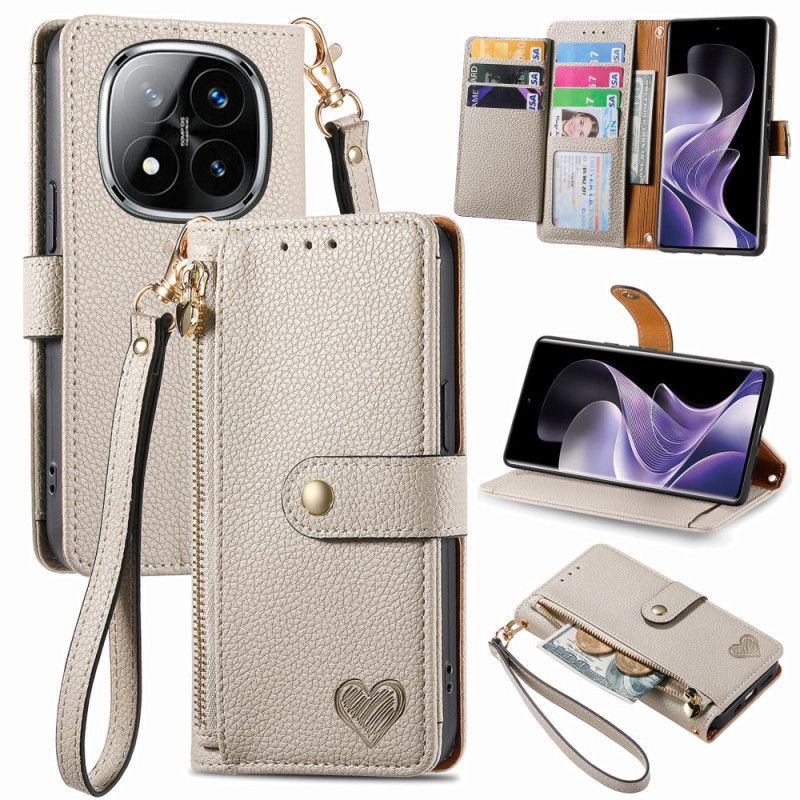 Leren Hoesje Xiaomi Redmi Note 14 Pro 5g Hartpatroon Met Rfid-blokkering