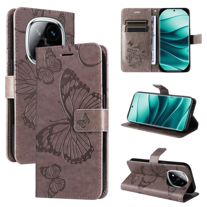 Leren Hoesje Xiaomi Redmi Note 14 Pro 5g Reuzenvlinders Bescherming Hoesje