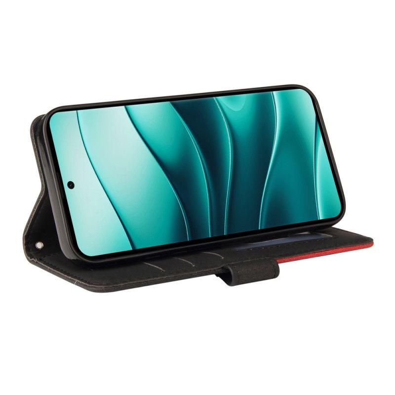 Leren Hoesje Xiaomi Redmi Note 14 Pro 5g Tweekleurige Golvende Lijnen Bescherming Hoesje