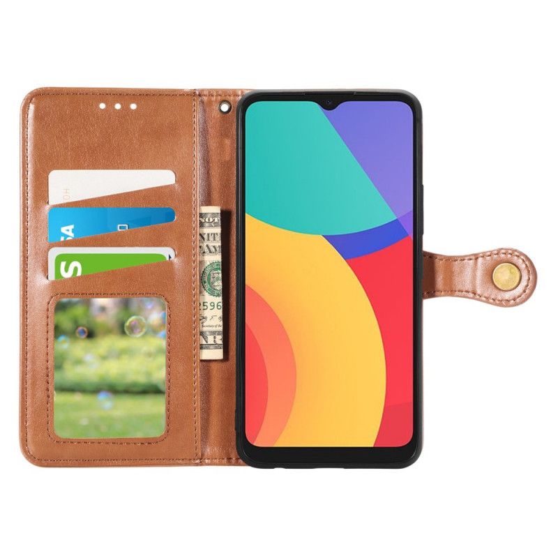 Bescherming Hoesje Alcatel 3l (2021) / 1s (2021) Kunstleer En Vintage Sluiting