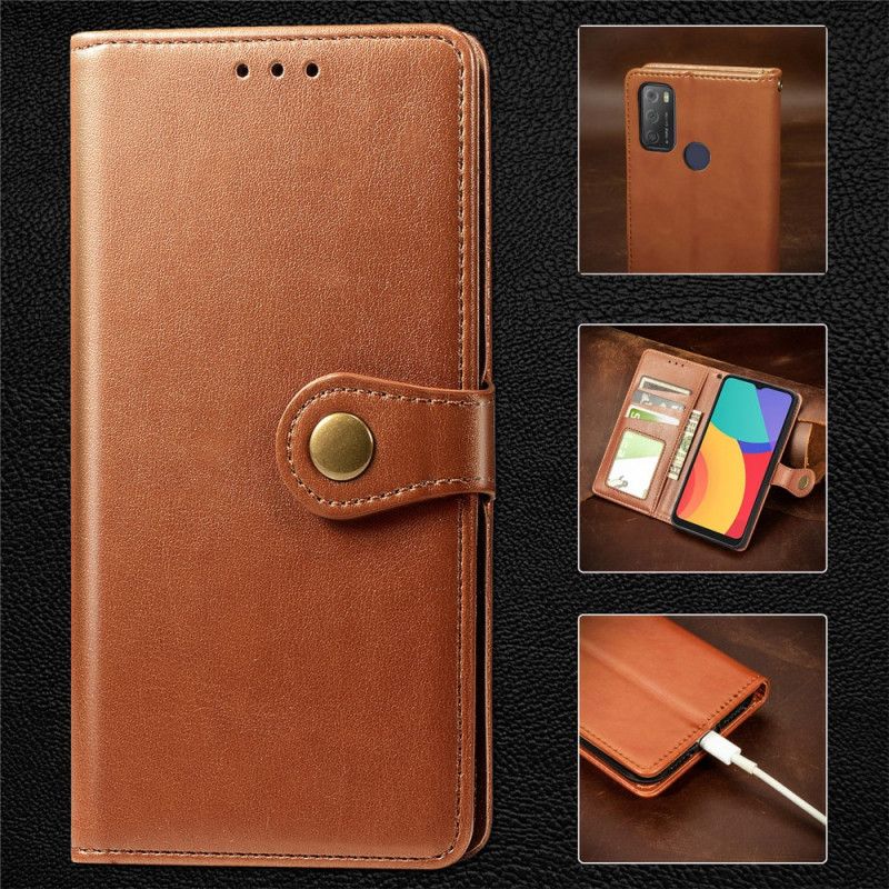 Bescherming Hoesje Alcatel 3l (2021) / 1s (2021) Kunstleer En Vintage Sluiting