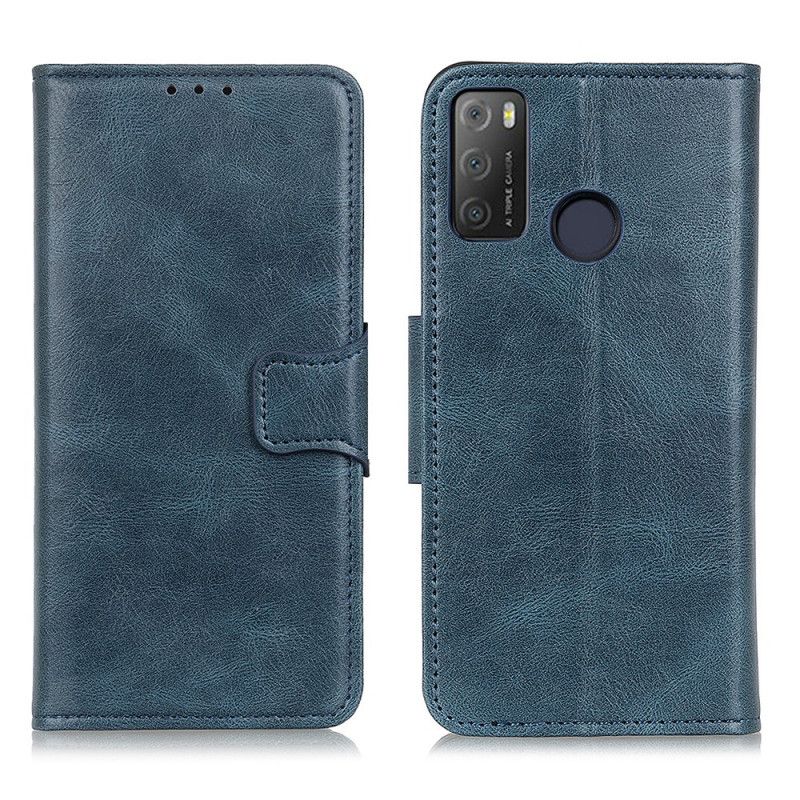 Flip Case Leren Alcatel 3l (2021) / 1s (2021) Omkeerbare Sluiting Met Leereffect