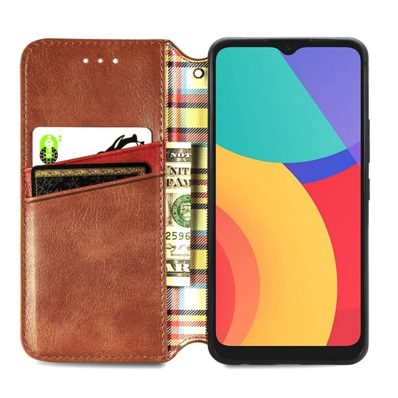 Folio-hoesje Alcatel 3l (2021) / 1s (2021) Ledereffect Diamanttextuur Bescherming Hoesje