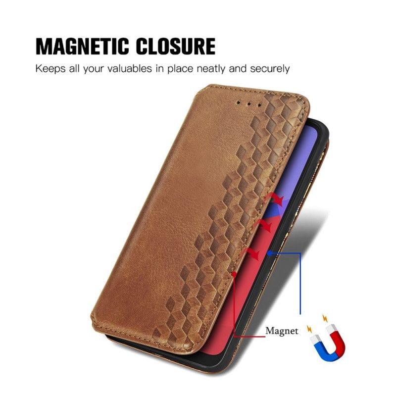 Folio-hoesje Alcatel 3l (2021) / 1s (2021) Ledereffect Diamanttextuur Bescherming Hoesje