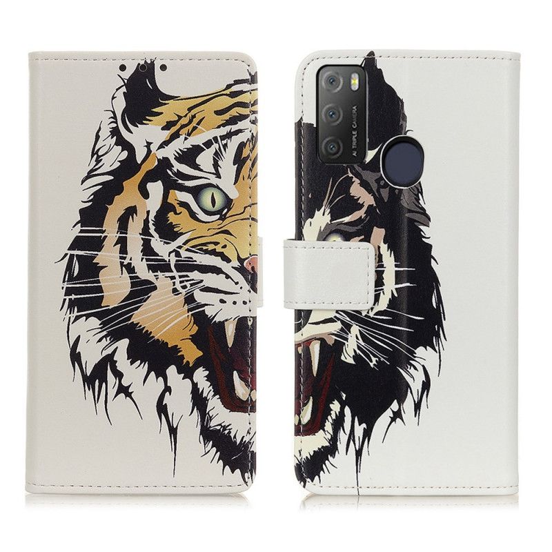 Folio-hoesje Alcatel 3l (2021) / 1s (2021) Telefoonhoesje Fierce Tiger