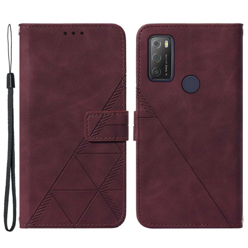 Leren Hoesje Alcatel 3l (2021) / 1s (2021) Piramides Strappy Design