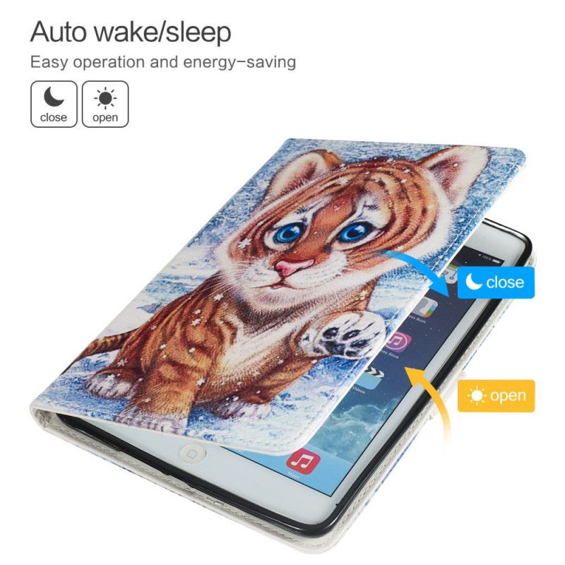 Leren Hoesje Samsung Galaxy Tab S5e Telefoonhoesje Schattige Tijger