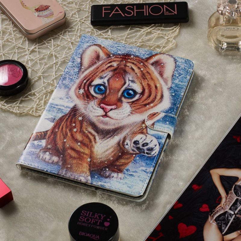 Leren Hoesje Samsung Galaxy Tab S5e Telefoonhoesje Schattige Tijger