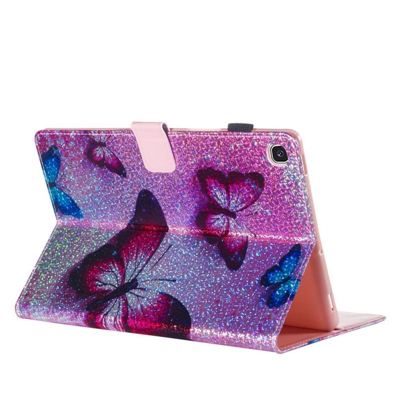 Leren Hoesje voor Samsung Galaxy Tab S5e Glittervlinders