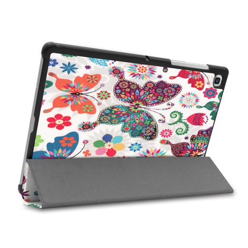 Smart Case Samsung Galaxy Tab S5e Retro Vlinders En Bloemen