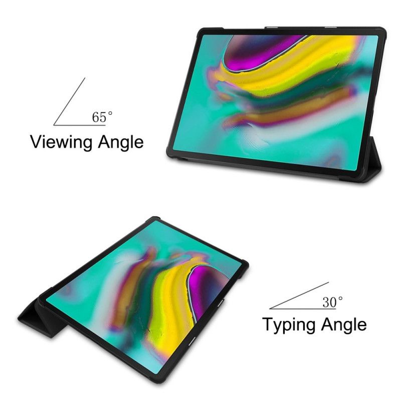 Smart Case Samsung Galaxy Tab S5e Wit Zwart Klassiek Kunstleer