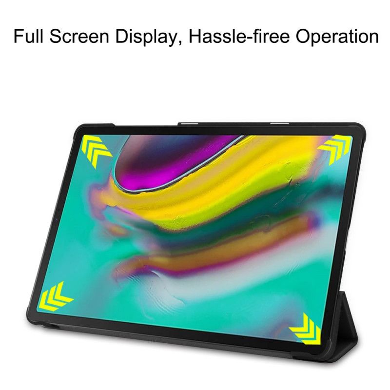 Smart Case Samsung Galaxy Tab S5e Wit Zwart Klassiek Kunstleer