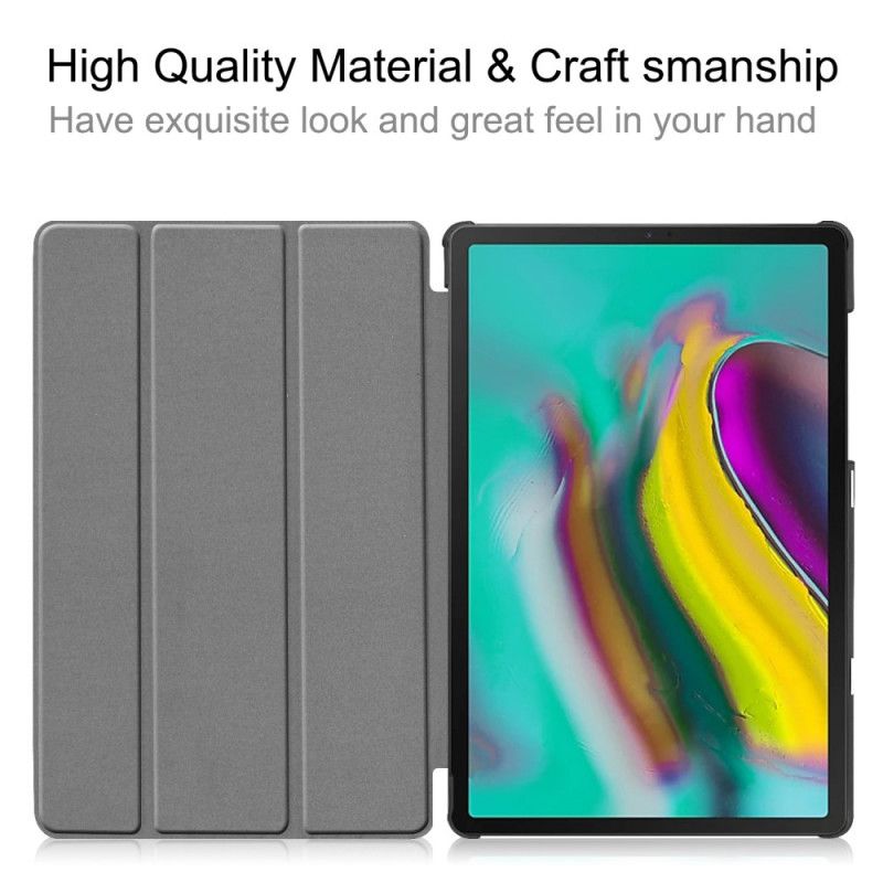 Smart Case Samsung Galaxy Tab S5e Wit Zwart Klassiek Kunstleer