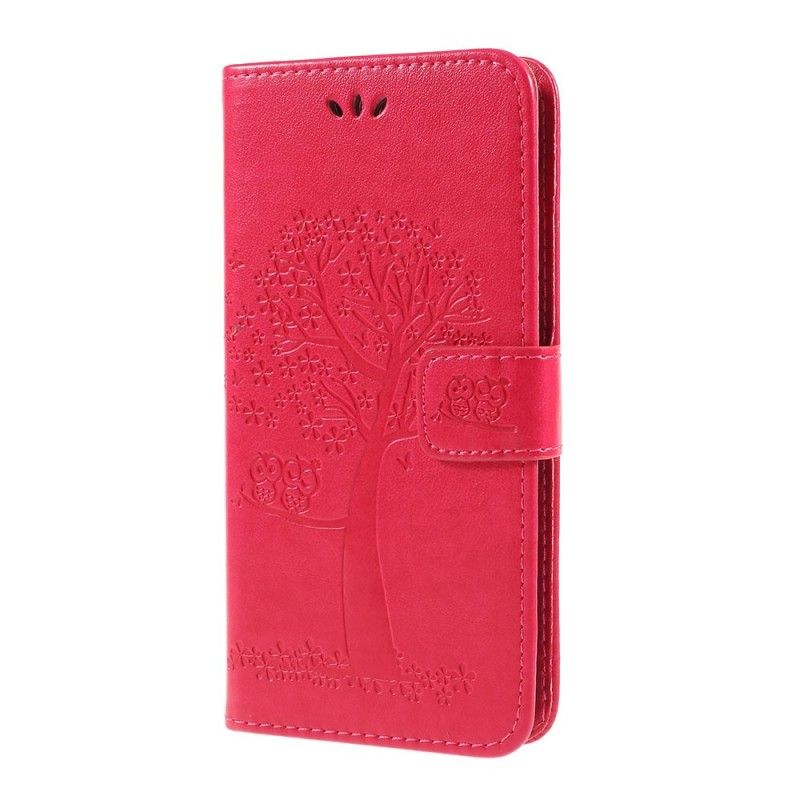 Bescherming Hoesje Samsung Galaxy A10 Grijs Zwart Boom En String Uilen