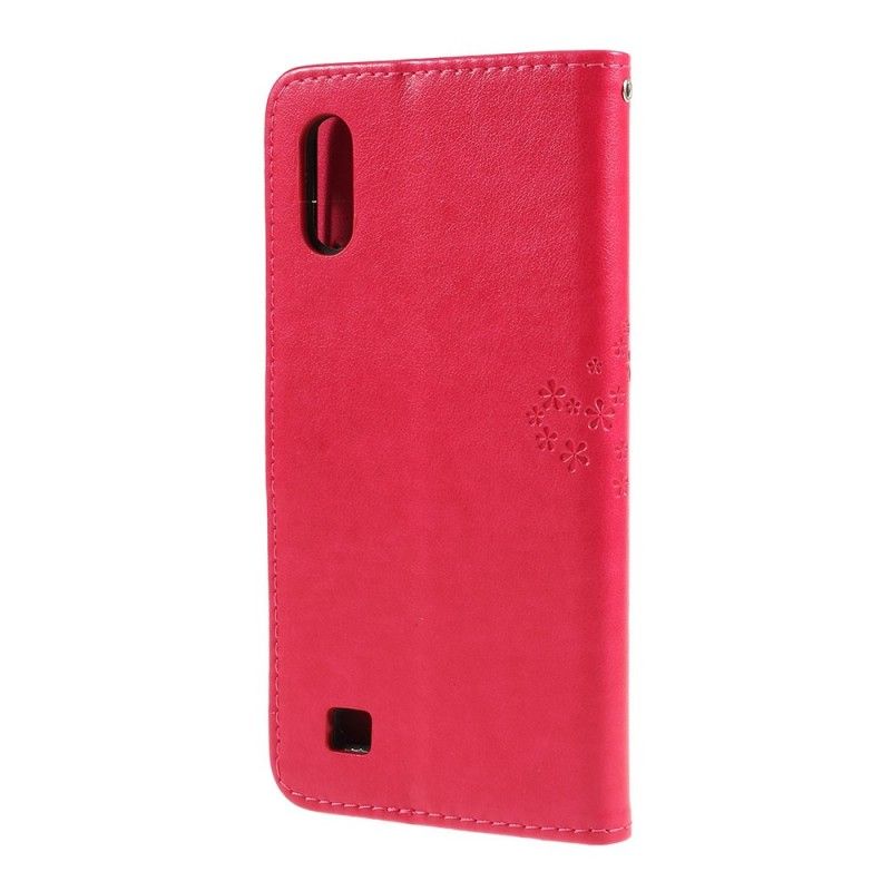Bescherming Hoesje Samsung Galaxy A10 Grijs Zwart Boom En String Uilen