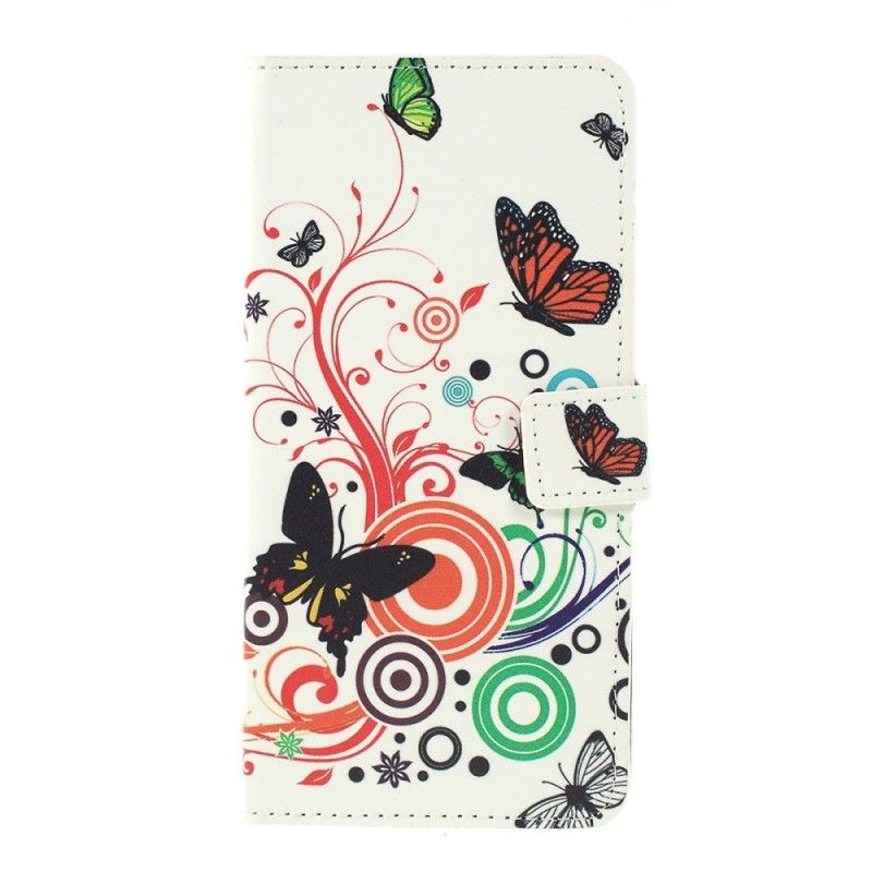 Bescherming Hoesje Samsung Galaxy A10 Wit Zwart Vlinders En Bloemen