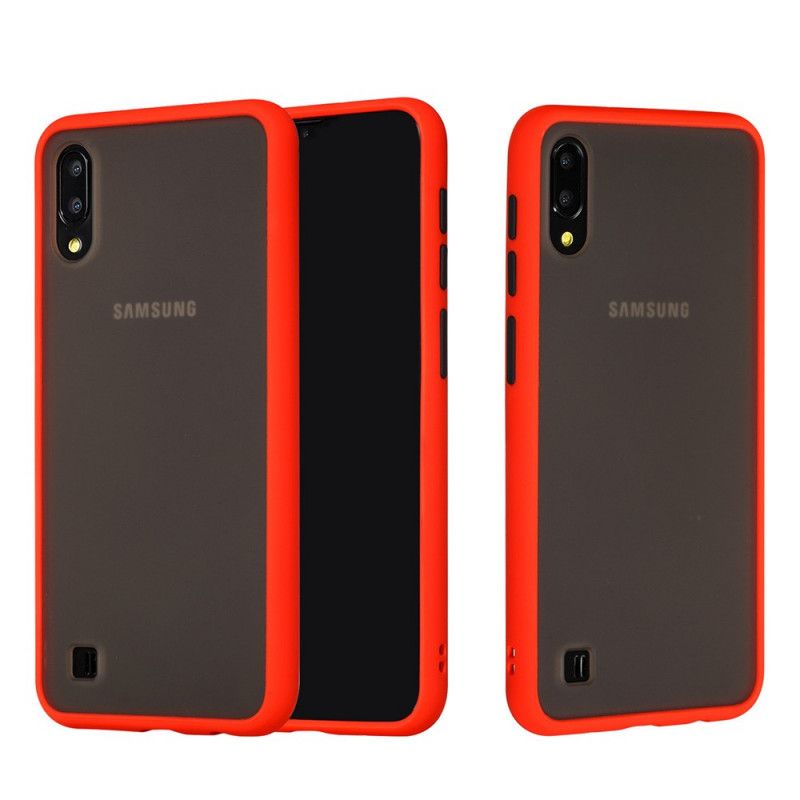 Hoesje Samsung Galaxy A10 Wit Zwart Hybride Met Gekleurde Randen