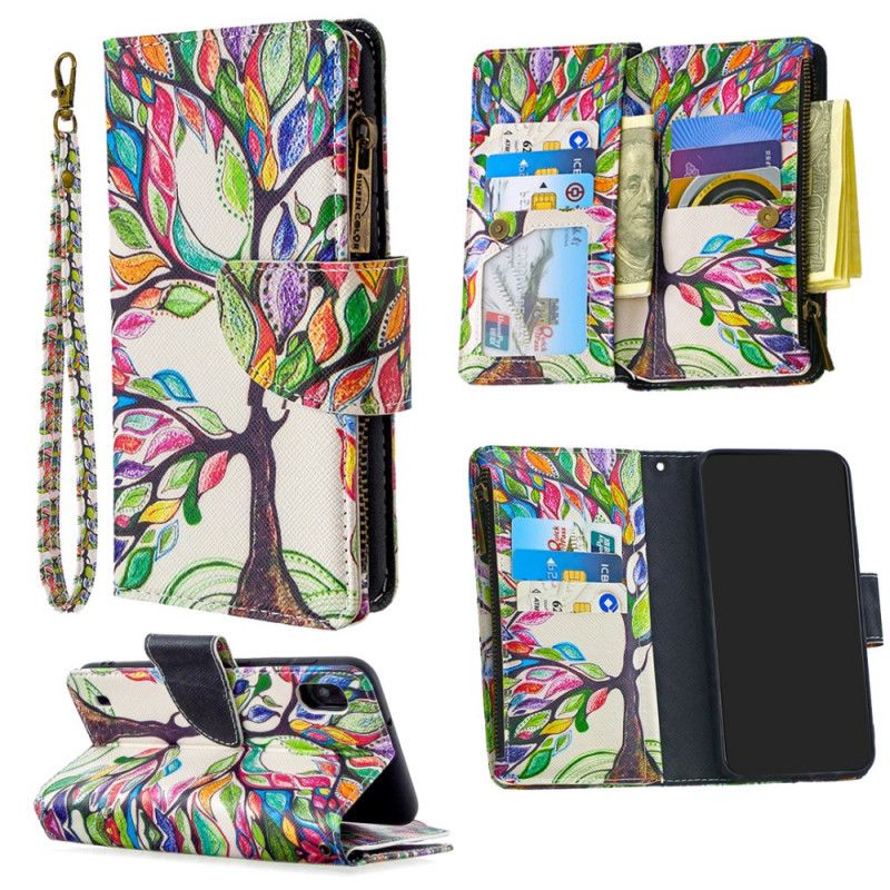 Leren Hoesje Samsung Galaxy A10 Lichtblauw Wit Boomzak Met Ritssluiting