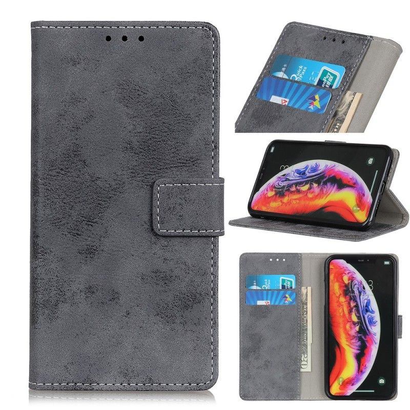 Leren Hoesje Samsung Galaxy A10 Magenta Grijs Vintage Leereffect