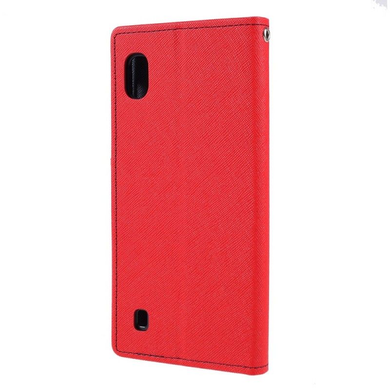 Leren Hoesje Samsung Galaxy A10 Rood Zwart Tweekleurig Kwik