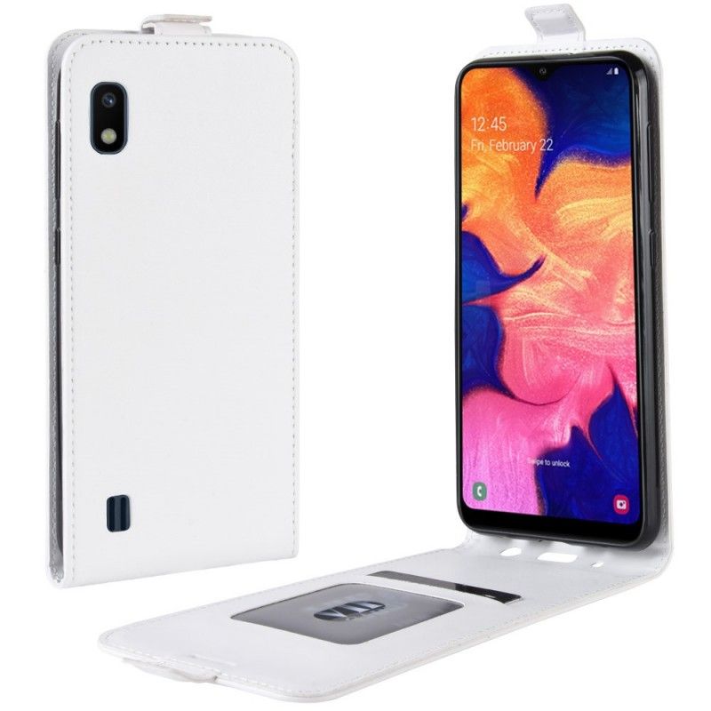 Leren Hoesje Samsung Galaxy A10 Wit Zwart Vouwledereffect