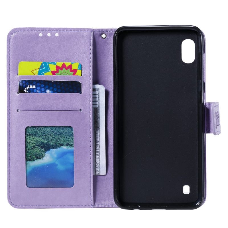 Leren Hoesje voor Samsung Galaxy A10 Magenta Grijs String Mijmering