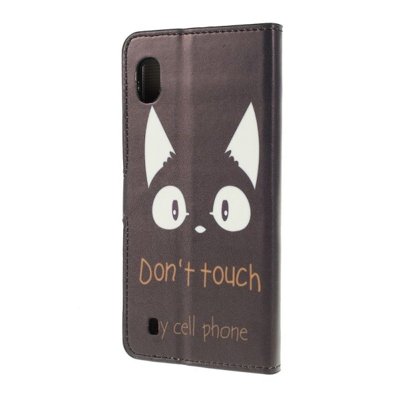 Leren Hoesje voor Samsung Galaxy A10 Raak Mijn Mobiele Telefoon Niet Aan