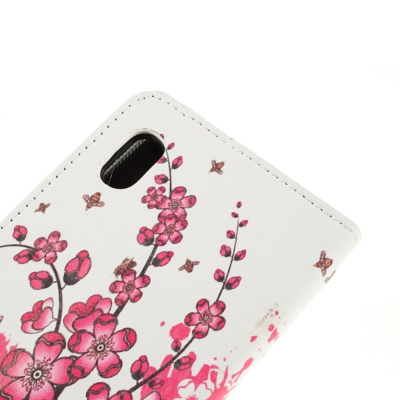 Leren Hoesje voor Samsung Galaxy A10 Roze Magenta Tropische Bloemen