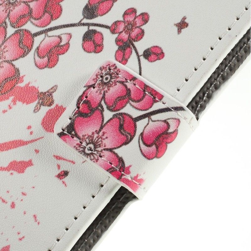 Leren Hoesje voor Samsung Galaxy A10 Roze Magenta Tropische Bloemen