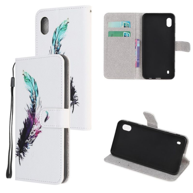 Leren Hoesje voor Samsung Galaxy A10 Veer Met String
