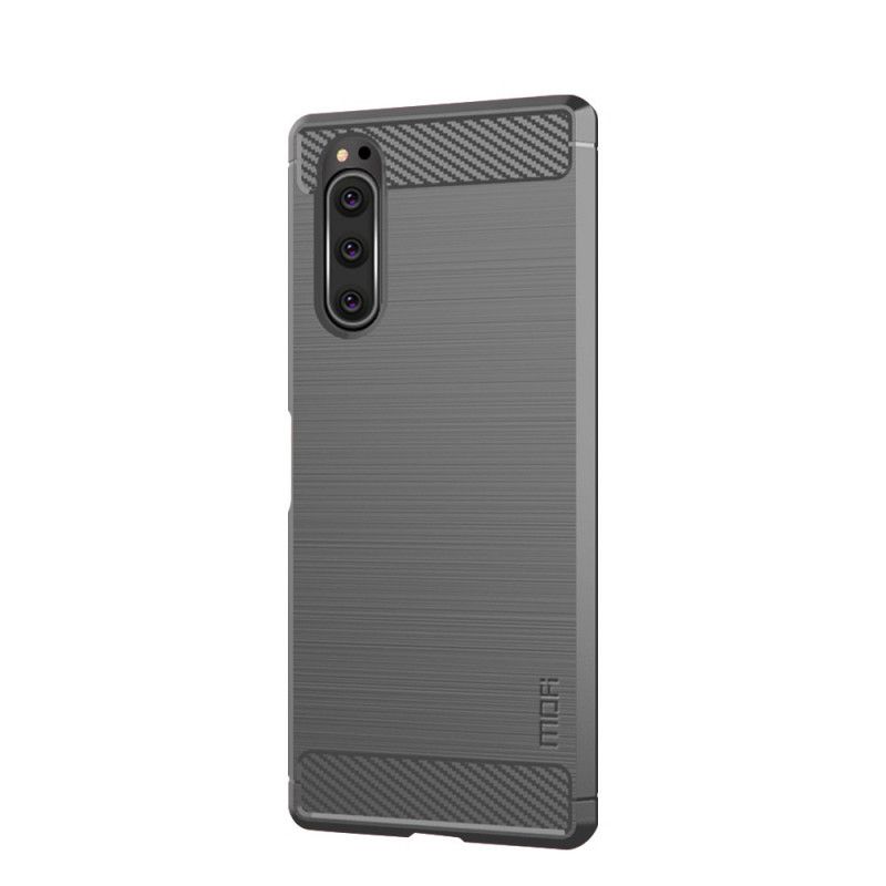 Hoesje voor Sony Xperia 5 Grijs Zwart Mofi Geborstelde Koolstofvezel