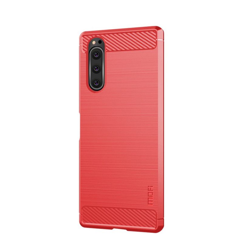 Hoesje voor Sony Xperia 5 Grijs Zwart Mofi Geborstelde Koolstofvezel