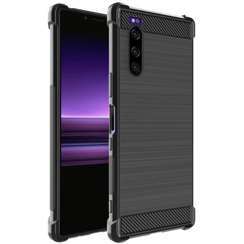 Hoesje voor Sony Xperia 5 Imak Geborstelde Koolstofvezel