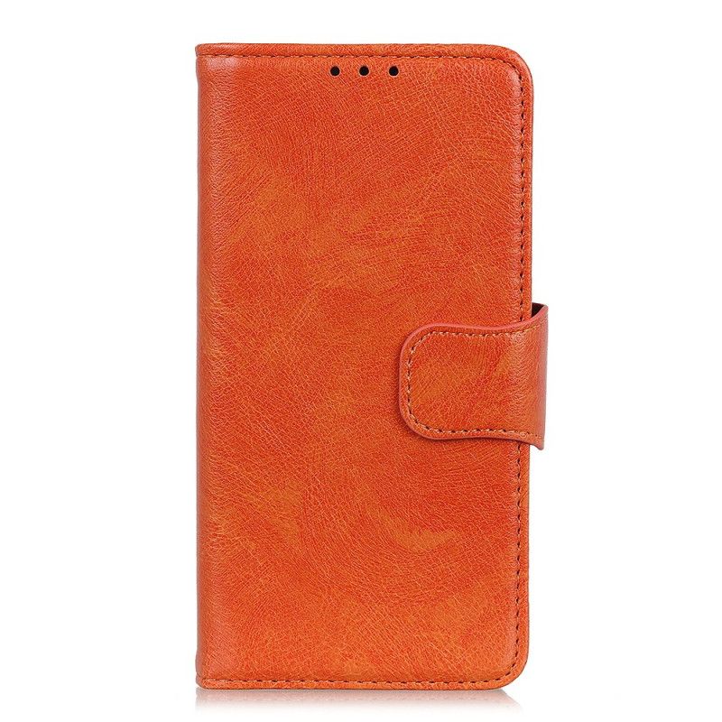 Leren Hoesje Sony Xperia 5 Oranje Zwart Telefoonhoesje Split Nappaleer