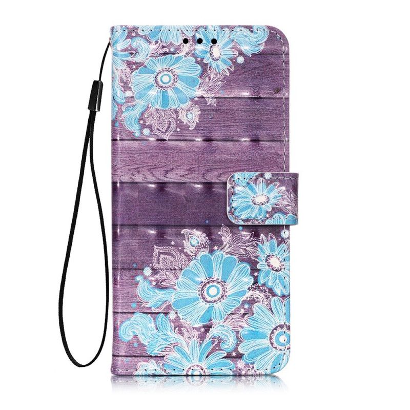 Leren Hoesje voor Sony Xperia 5 Blauwe Bloemen