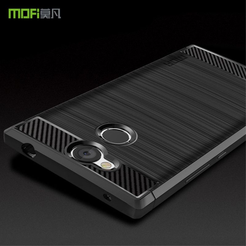 Case Hoesje Sony Xperia L2 Grijs Zwart Telefoonhoesje Mofi Geborstelde Koolstofvezel