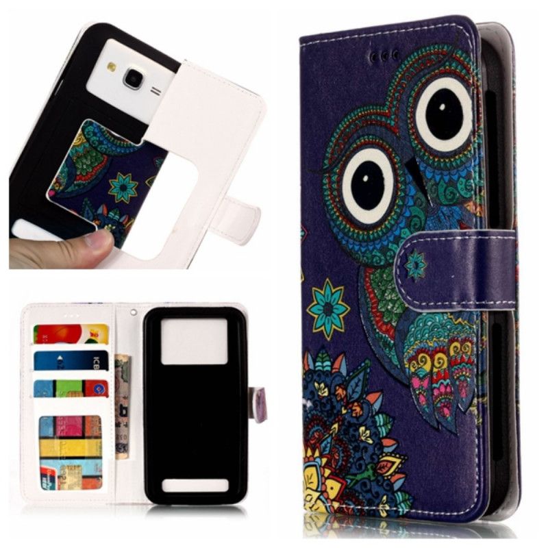 Leren Hoesje Sony Xperia L2 Telefoonhoesje Uil In Het Mandala-Universum
