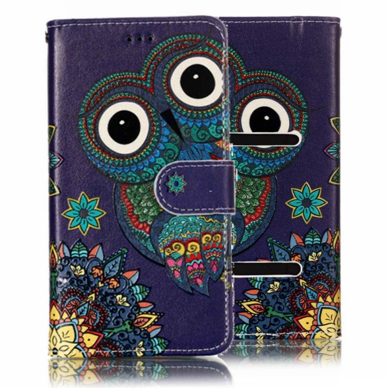 Leren Hoesje Sony Xperia L2 Telefoonhoesje Uil In Het Mandala-Universum