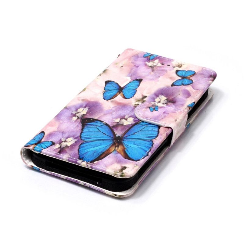 Leren Hoesje voor Sony Xperia L2 Vlinders In De Lila Tuin
