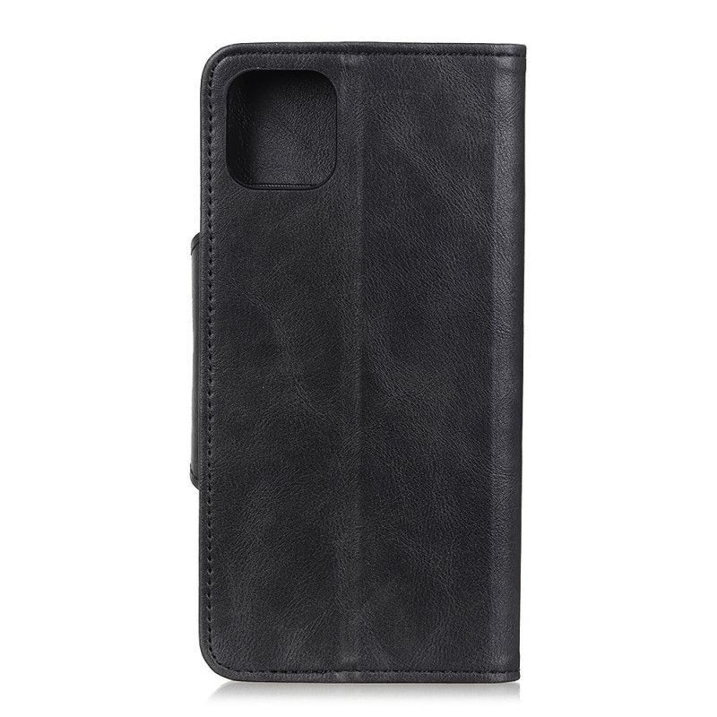 Bescherming Hoesje Samsung Galaxy Note 10 Lite Rood Zwart Knoop Imitatieleer