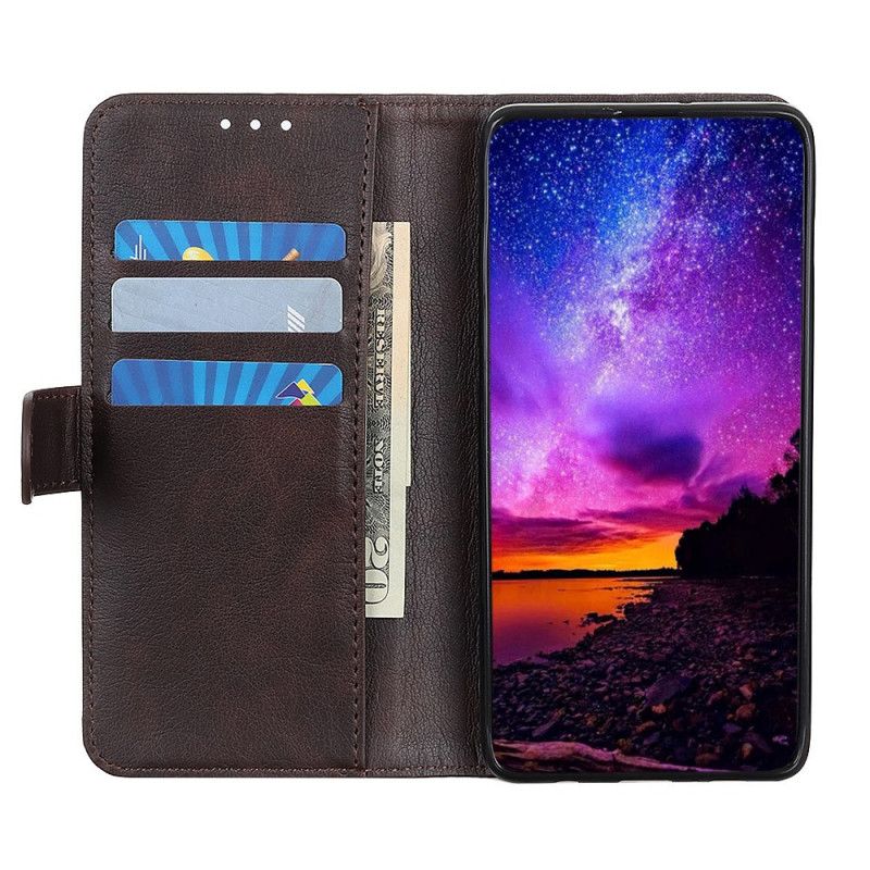 Bescherming Hoesje Samsung Galaxy Note 10 Lite Rood Zwart Lychee Kunstleer