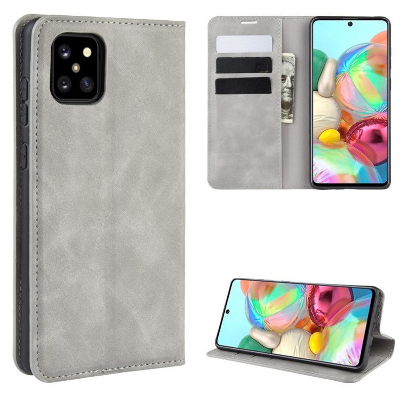 Folio-hoesje Samsung Galaxy Note 10 Lite Grijs Zwart Telefoonhoesje Chic Leereffect