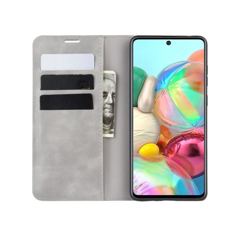 Folio-hoesje Samsung Galaxy Note 10 Lite Grijs Zwart Telefoonhoesje Chic Leereffect