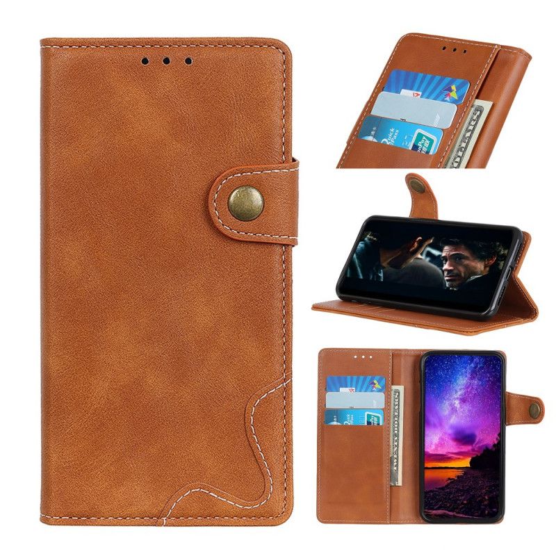 Leren Hoesje Samsung Galaxy Note 10 Lite Rood Zwart Artistieke Knoop En Stiksel