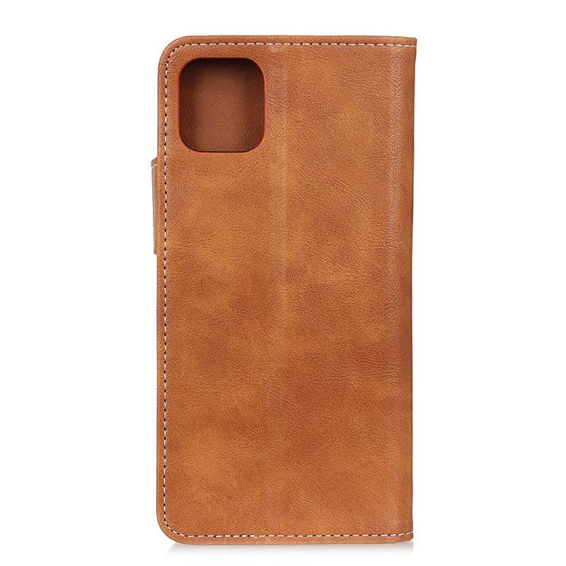 Leren Hoesje Samsung Galaxy Note 10 Lite Rood Zwart Artistieke Knoop En Stiksel